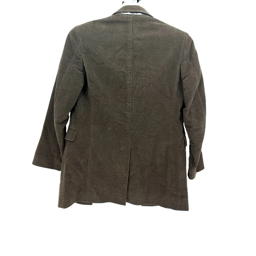 Banana Republic Men's Small Stretch Moleskin Brown Topcoat Hidden Buttons